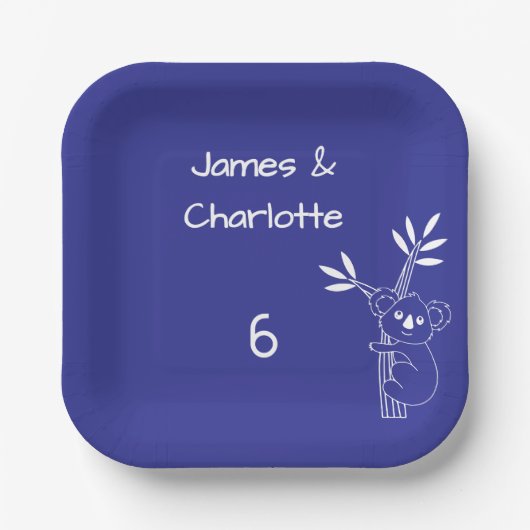 Fun Blue Australian Animals Twin 6e verjaardag Papieren Bordje (Voorkant)