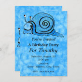 Fun Blue Cartoon Verjaardag Lachende Slak Aqua Blu Kaart (Voorkant / Achterkant)