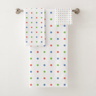 Fun Blue Coral Green Polka Dot Pattern on White Bad Handdoek
