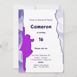 Fun Blue Dance Party 16th Birthday Invitation Kaart