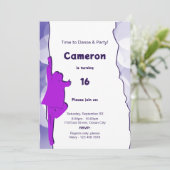 Fun Blue Dance Party 16th Birthday Invitation Kaart (Staand voorkant)