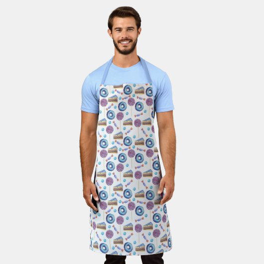 Fun Blue Donuts en Cupcakes Pattern Schort (Gedragen)