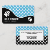Fun Blue en Black Dog Paws Dog Walker Pet Sitting Visitekaartje (Voorkant / Achterkant)