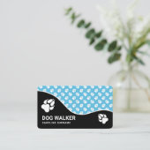 Fun Blue en Black Dog Paws Dog Walker Pet Sitting Visitekaartje (Staand voorkant)