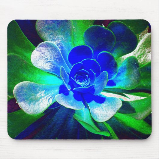 Fun Blue en Green Art Flower Muismat (Voorkant)