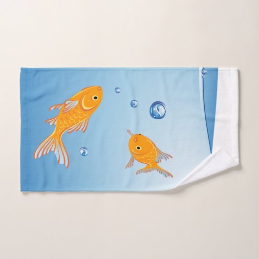 Fun Blue en Oranje Goldfish Monogram Name Bad Handdoek (Handdoek)