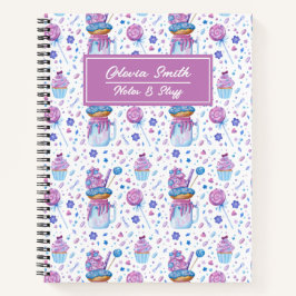 Fun Blue en Paars Cup Cake and Lollipop Notitieboek