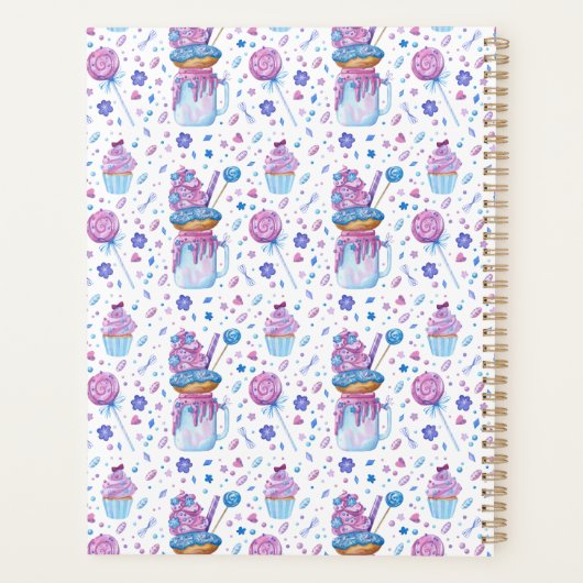 Fun Blue en Paars Cup Cake and Lollipop Planner (Achterkant)