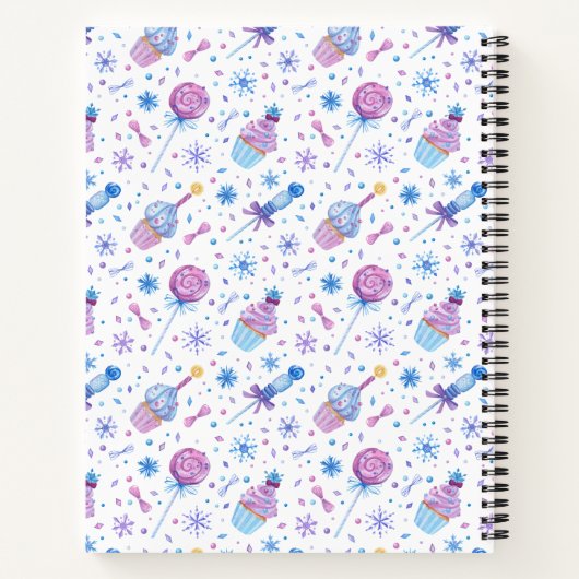 Fun Blue en Paarse sneeuwbeker en Lollipop Notitieboek (Achterkant)