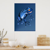 Fun Blue Frog-Poster Poster (Keuken)