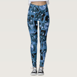 Fun Blue Gears. Leggings