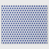 Fun Blue Glitter Star Pattern on White Cadeaupapier (Vlak)