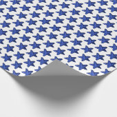 Fun Blue Glitter Star Pattern on White Cadeaupapier (Hoek)