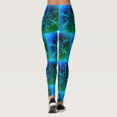 Fun Blue Green Tie Dye Snowflake Pattern Leggings (Achterkant)
