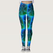 Fun Blue Green Tie Dye Snowflake Pattern Leggings (Voorkant)