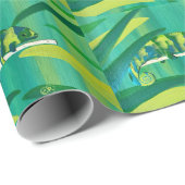Fun Blue Green Yellow Chameleon Wrapping Paper Cadeaupapier (Rol Hoek)