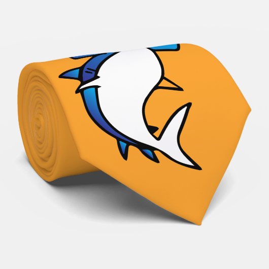 Fun Blue Hammerhead Shark Cartoon Stropdas (Opgerold)