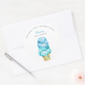 Fun Blue Ice Cream Baby shower Favor Ronde Sticker (Envelop)