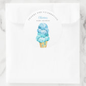 Fun Blue Ice Cream Baby shower Favor Ronde Sticker (Tas)