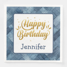 Fun Blue Jean Denim Verjaardagspapier Servet