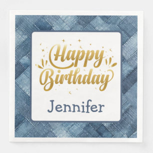 Fun Blue Jean Denim Verjaardagspapier Servet