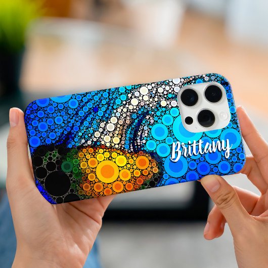 Fun blue Ocean oranje marine jellyfish scriptnaam Case-Mate iPhone Case