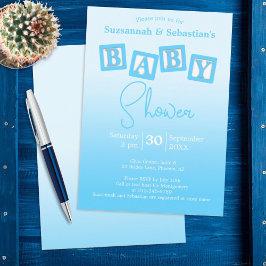 Fun Blue Ombre BABY Boy Blocks Showuitnodiging Kaart
