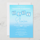 Fun Blue Ombre BABY Boy Blocks Showuitnodiging Kaart (Voorkant)