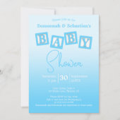 Fun Blue Ombre BABY Boy Blocks Showuitnodiging Kaart (Voorkant)