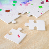 Fun Blue Paars Pink & Green Paint Splatter Legpuzzel (Zijkant)