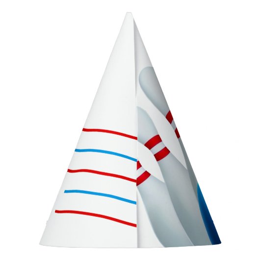 Fun Blue & Red Bowling Kinder 6e Verjaardag Feesthoedjes (Achterkant)