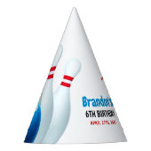 Fun Blue & Red Bowling Kinder 6e Verjaardag Feesthoedjes (Voorkant)