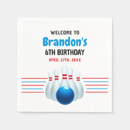 Fun Blue & Red Bowling Kinder 6e Verjaardag Servet