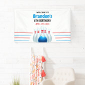 Fun Blue & Red Bowling Kinder 6e Verjaardag Spandoek (Insitu)