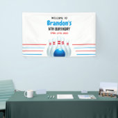 Fun Blue & Red Bowling Kinder 6e Verjaardag Spandoek (Beurs)