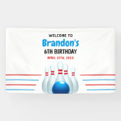 Fun Blue & Red Bowling Kinder 6e Verjaardag Spandoek (Horizontaal)