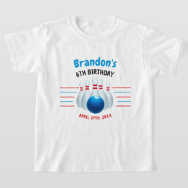 Fun Blue & Red Bowling Kinder 6e Verjaardag T-shirt
