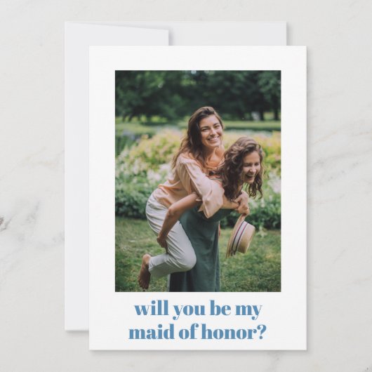 Fun Blue Retro Pattern Maid of Honor proposal Notitiekaartje (Voorkant)