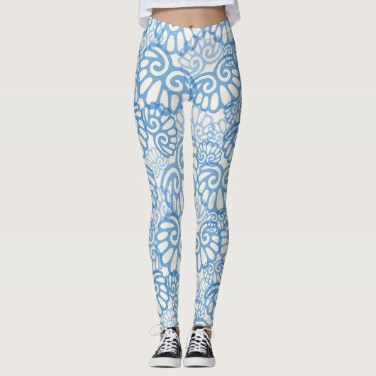 Fun Blue Seashell Leggings (Voorkant)
