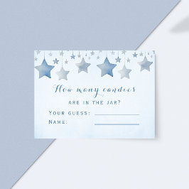 Fun Blue Snoep Guessing Baby shower Game Stars Informatiekaartje