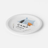 Fun Blue Tent Camping Birthday Party Papieren Bordje (Gekanteld)
