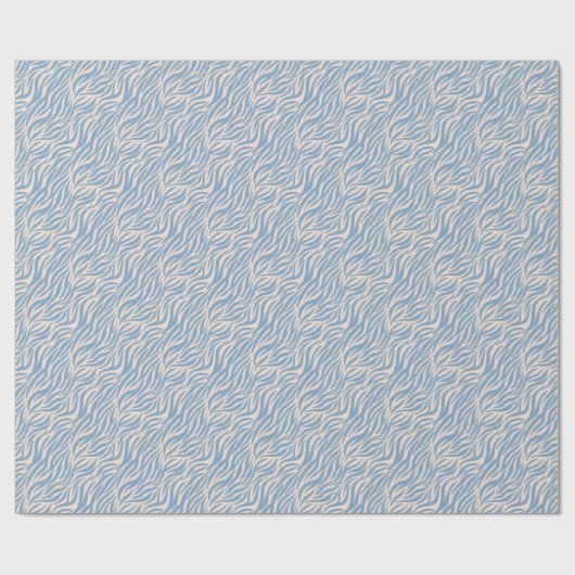 Fun Blue Tiger Stripe Pattern Cadeaupapier (Vlak)