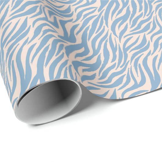 Fun Blue Tiger Stripe Pattern Cadeaupapier (Rol Hoek)