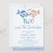 Fun Blue Twee Minder Vis Zee Bruids Paren Douche Kaart (Voorkant)