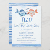 Fun Blue Twee Minder Vis Zee Bruids Paren Douche Kaart (Voorkant / Achterkant)