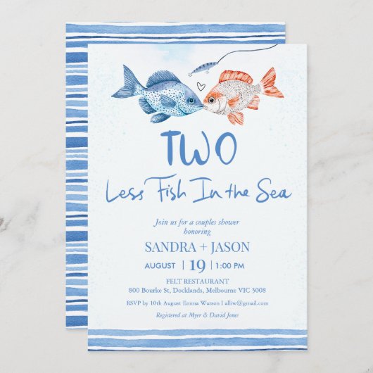 Fun Blue Twee Minder Vis Zee Bruids Paren Douche Kaart (Voorkant / Achterkant)