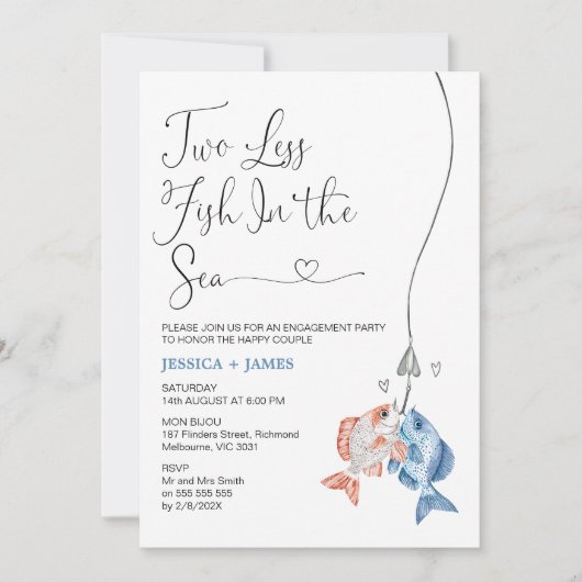 Fun Blue Twee minder vissen in het Zee Verloving Kaart (Voorkant)