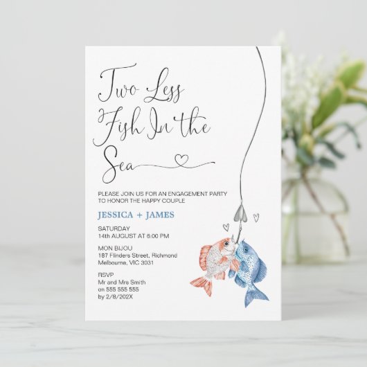 Fun Blue Twee minder vissen in het Zee Verloving Kaart (Staand voorkant)