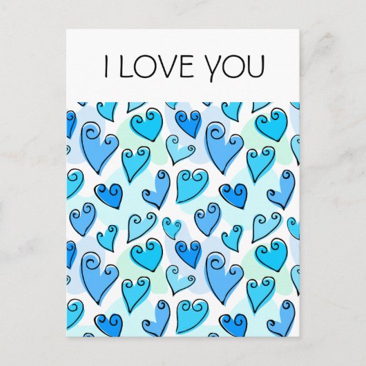 Fun Blue Valentijns harten Briefkaart (Voorkant)