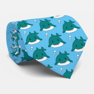 Fun Blue White Shark Pattern Stropdas